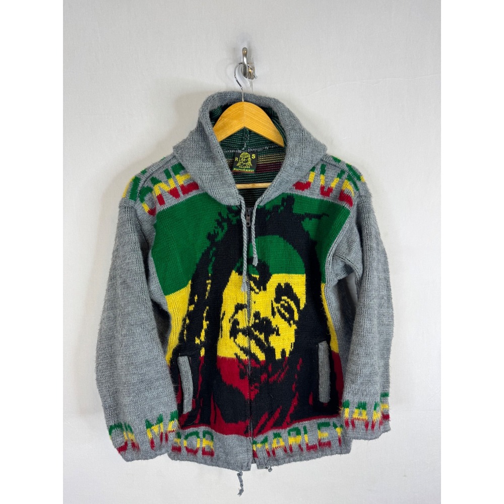 Tejidos Ruminahui Bob Marley Rasta Knit Full Zip Hoodie Sweater Ecuador Small